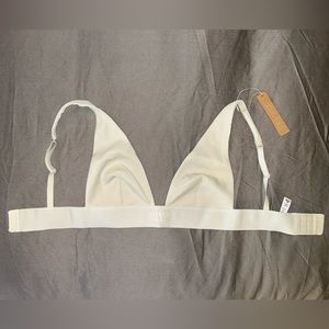 NWT Skims Cotton Rib Plunge Bralette in Bone